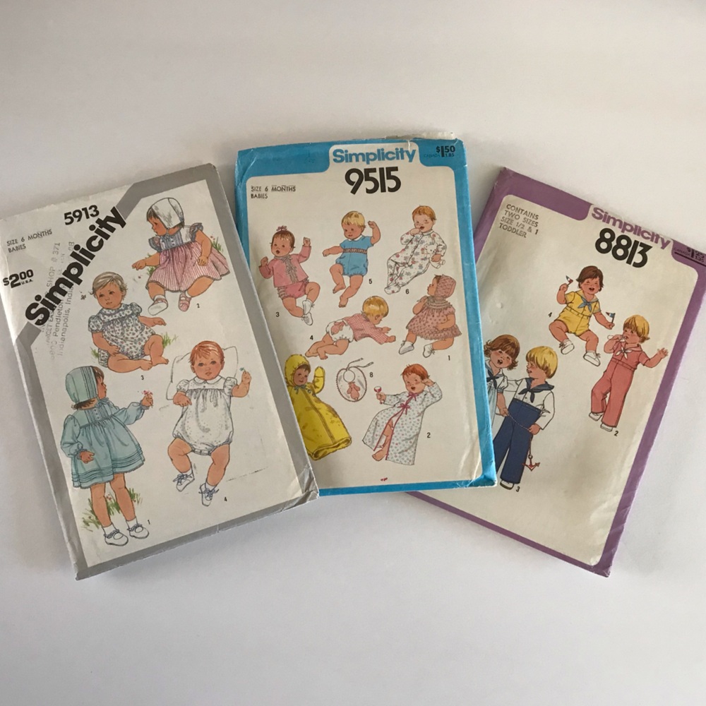 Set of 3 VTG Simplicity Patterns Babies Toddlers